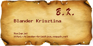 Blander Krisztina névjegykártya
